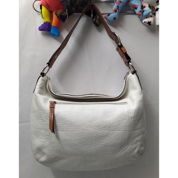 Coach White Pebbled Leather Zipper Closure Hobo Shoulder Bag - Picture 3 of 16